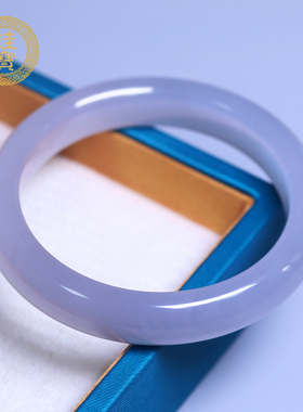 珪宝和田玉冰烟紫宽条手镯59.3mm