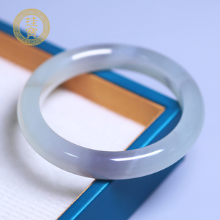 珪宝56.6mm和田玉烟紫宽条手镯女款玉镯子天然玉石带证书礼物2250