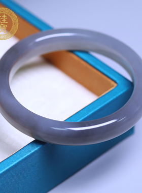 珪宝56.7mm和田玉烟紫宽条手镯女款玉镯子天然玉石带证书礼物0760