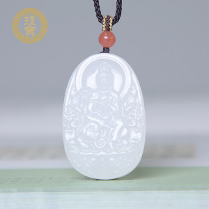 珪宝和田玉羊脂白玉观音吊坠男女款玉石十二生肖守护神本命佛玉牌