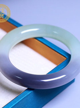 珪宝和田玉青白烟紫手镯女56.8mm