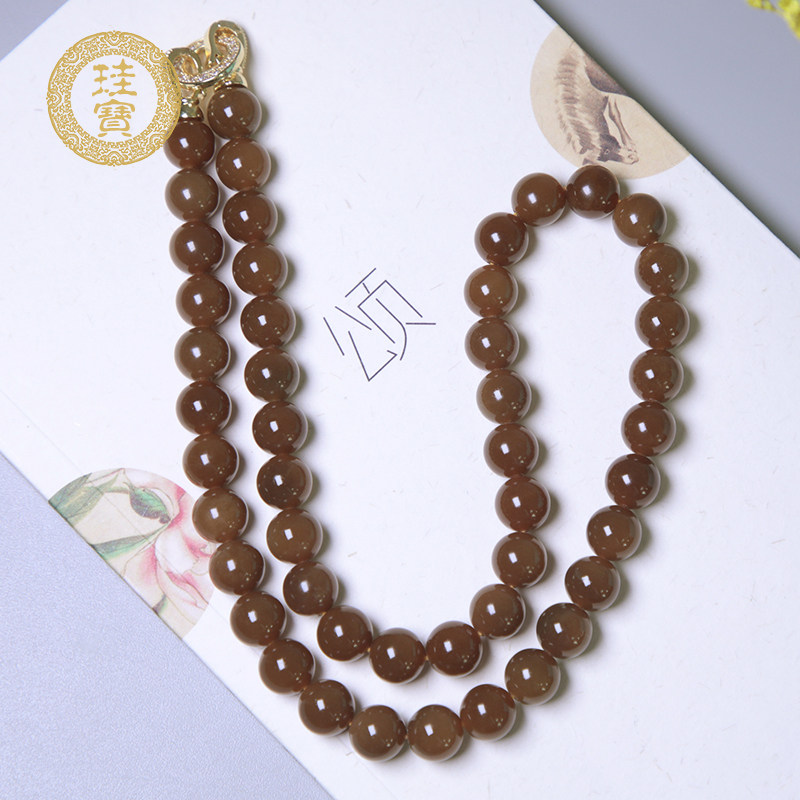 珪宝和田玉糖玉圆珠项链女款10mm