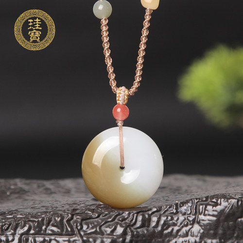 珪宝和田玉糖羊脂玉平安扣吊坠