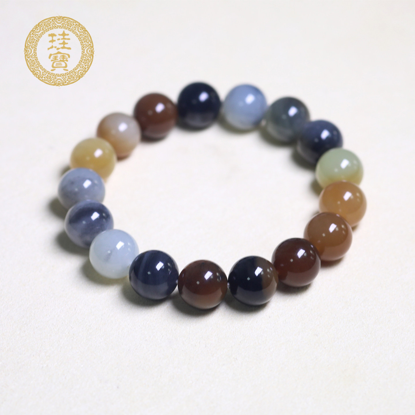 珪宝和田玉楼兰三色手串直径12mm