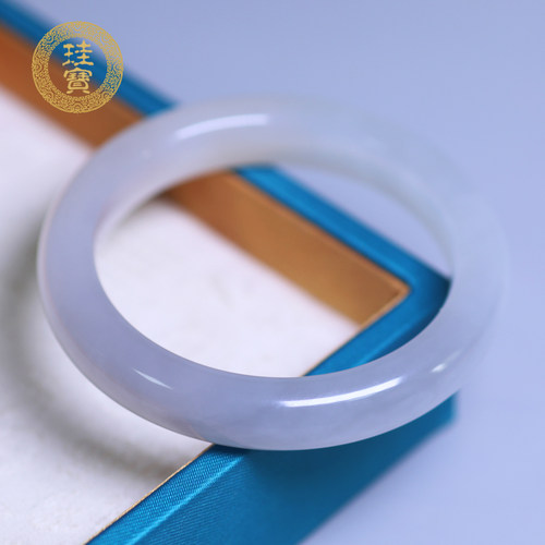 珪宝和田玉高冰烟紫正圈手镯56mm