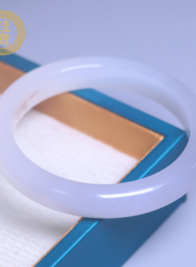 珪宝58.8mm和田玉白冰烟紫宽条手镯女款渐变玉镯子天然带证书712A