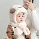 宝宝帽子儿童围脖一体2025新款 婴儿毛绒男女童保暖护耳围巾 秋冬季