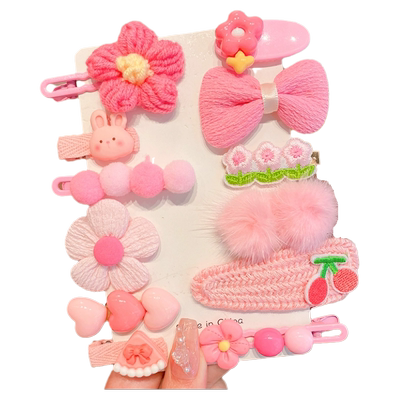 秋冬女童可爱花朵毛绒发卡