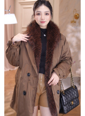 【专柜皮草大上新】派客服女短款翻毛领一衣3穿冬季新款毛毛外套