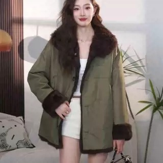 (专柜大上新)派克服女短款款翻毛领一衣2穿冬季款毛毛派克