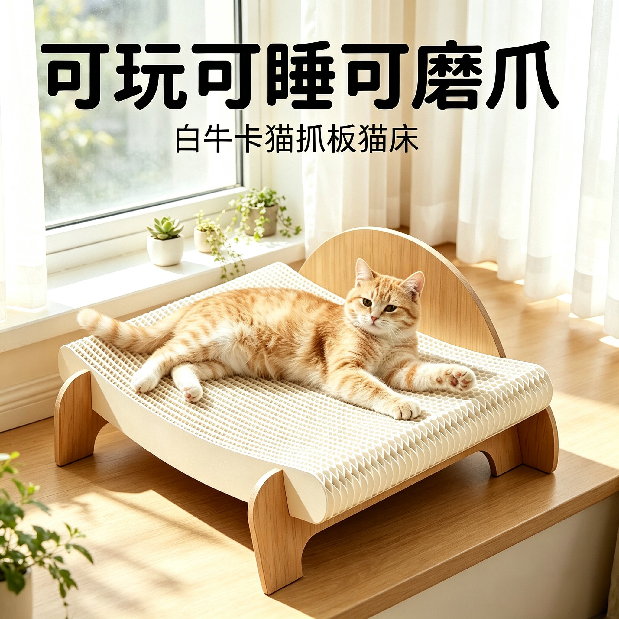 白牛卡纸猫抓板猫窝一体耐抓耐磨图片