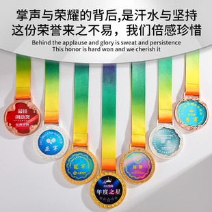 金属奖牌挂牌定制运动会马拉松金牌定做优秀员工表彰纪念金箔奖章
