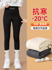 детские штаны 女童打底裤秋冬款加绒2023加厚儿童鲨鱼裤大童芭比裤黑色外穿裤子