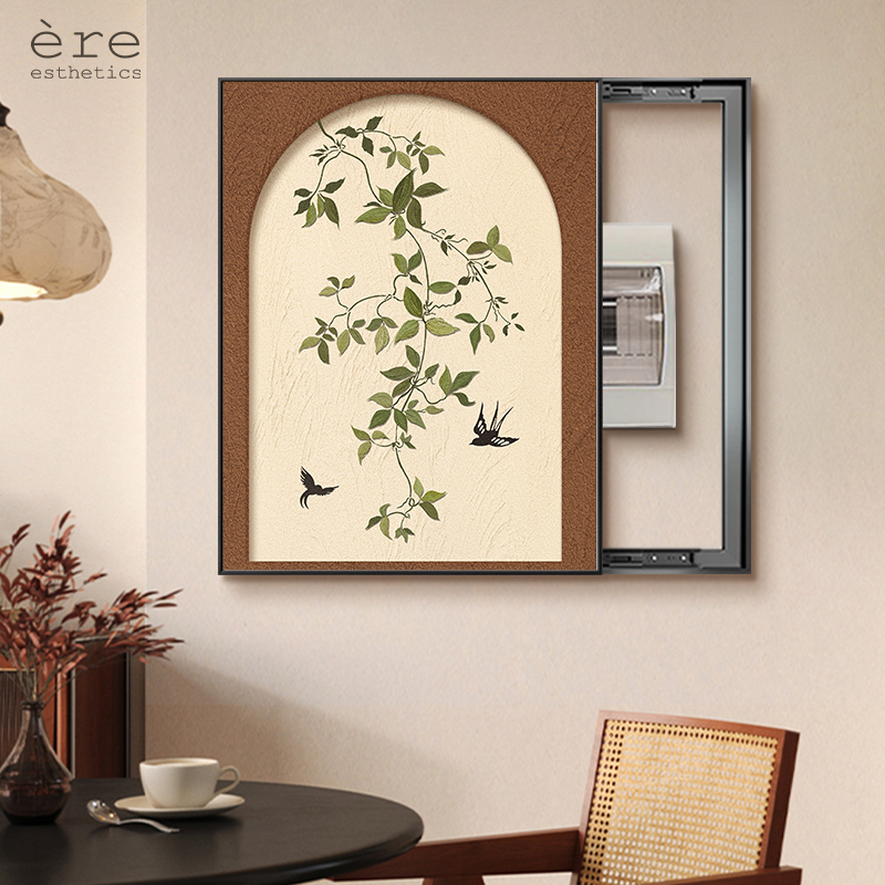 2025新款中古风电表箱装饰画法式复古配电箱弱电箱盒遮挡挂画竖版