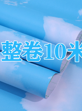 蓝天白云壁纸儿童房自粘壁纸顶棚壁纸玻璃贴纸全遮光贴纸pvc贴纸