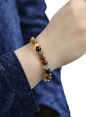 狮诺小颗粒碧玺手链女款