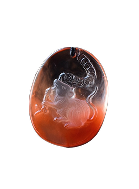 天然红兔毛水晶鼠来宝吊坠饰品