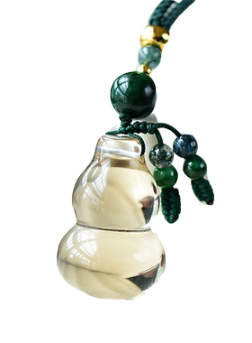 天然白水晶葫芦吊坠茶晶福禄挂