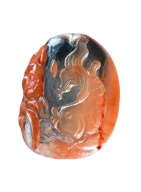 红兔毛水晶鱼戏莲花吊坠连年有余