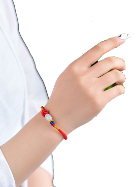 翡翠玉转运珠红绳手链情侣款手工