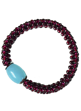 小颗粒石榴石编织红送民族风手链