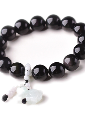 黑曜石玉石生肖男女款本命年手串