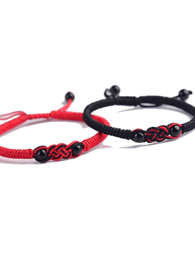 同心结玛瑙红绳手链男女款红手绳