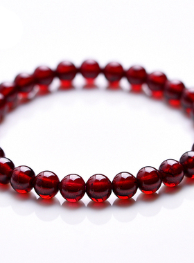 酒红石榴石单圈水晶本命年手串