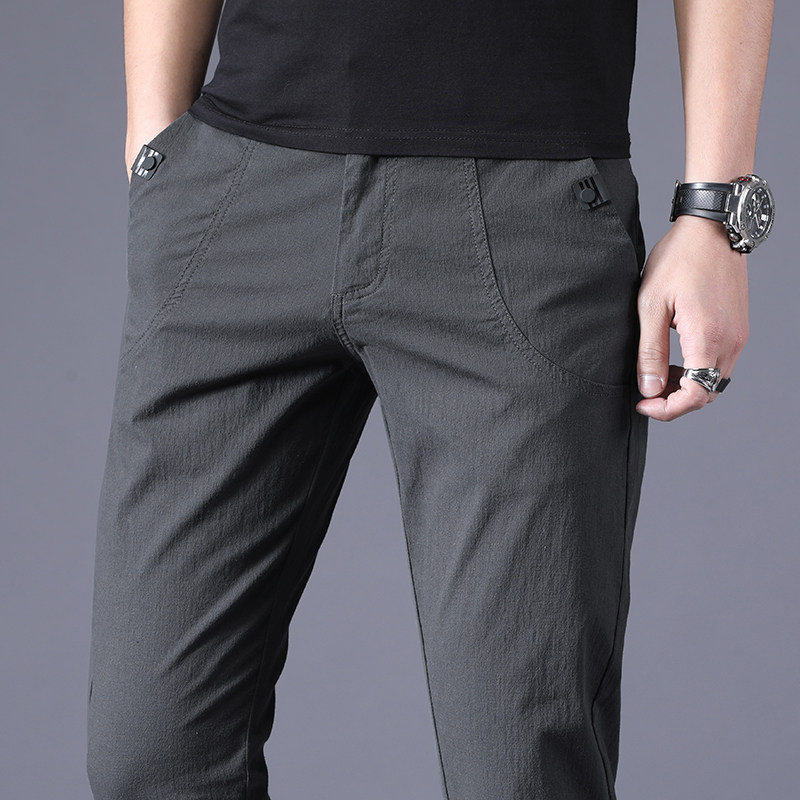 休閑褲男士夏季薄款冰絲修身直筒褲2021年春秋新款亞麻透氣長褲子在類目 男裝, 休閒褲中 - 來自Buy2taobao.com提供專業的淘寶代購服務