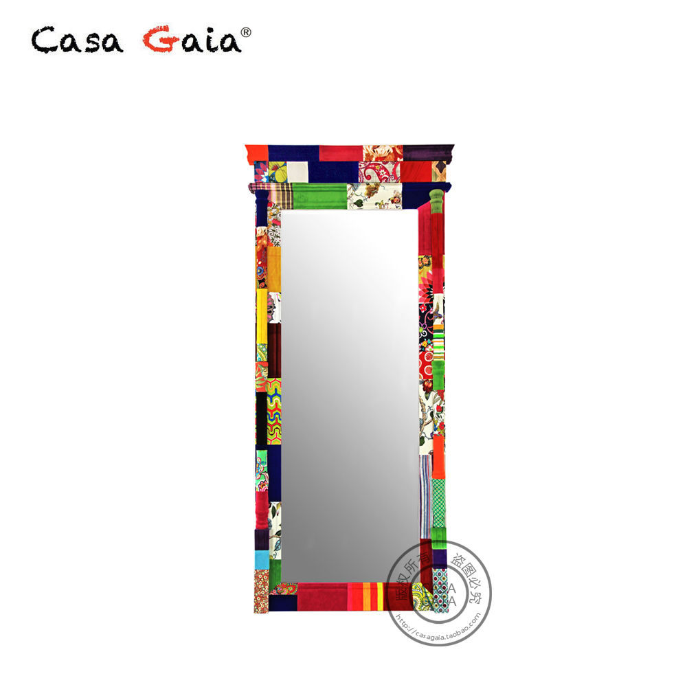 CASA GAIA欧式设计师款拼花布撞彩色复古混搭落地试衣镜装饰店铺