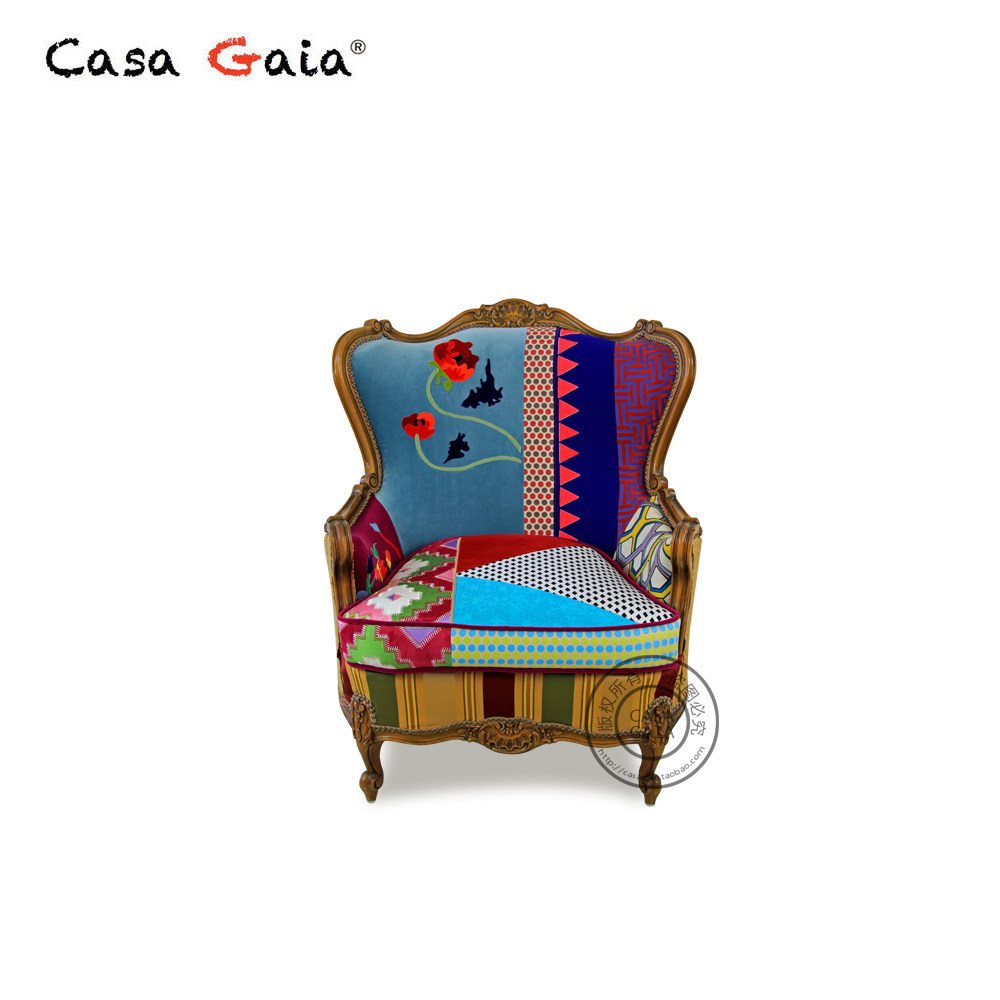 CASA GAIA盖雅欧式设计师款手工雕刻沙发展会复古做旧单人沙发椅