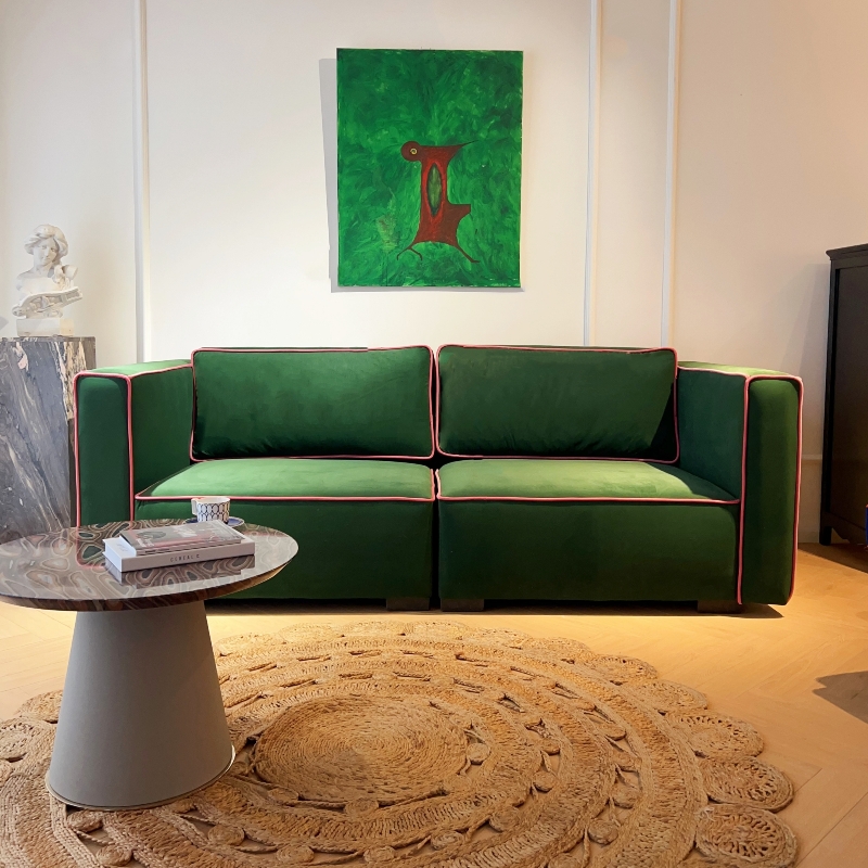 CASAGAIA欧式极简设计师直排三人位布艺沙发一体式靠背沙发