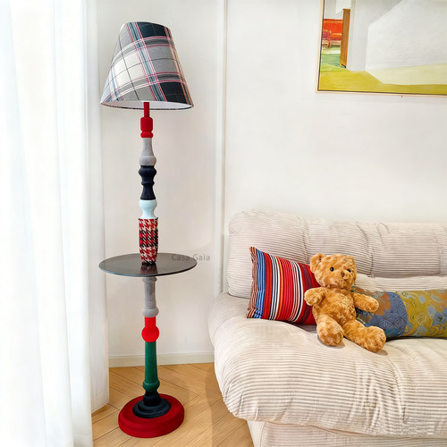 英伦风格子千鸟格复古落地灯