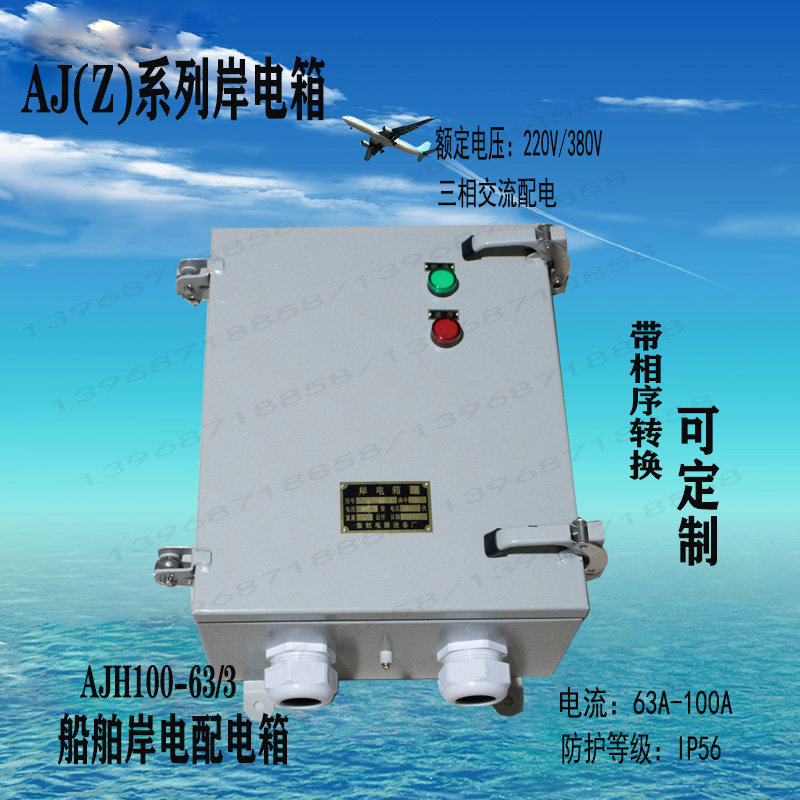 船用岸电箱AJH100-60/3三相交流配电箱不锈钢带相序转换可定制