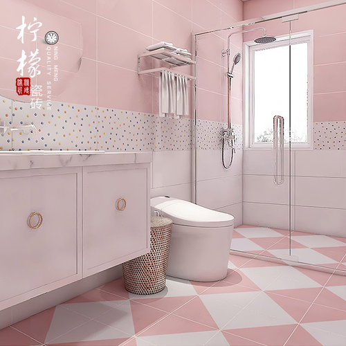 马卡龙300x600柔光砖卫生间瓷砖北欧粉色波浪厨房墨绿鱼骨墙砖 - 封面
