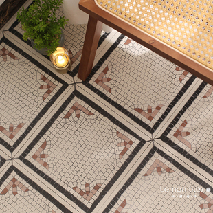 法式复古小花砖商铺会所民宿阳台室内地砖餐厅酒楼卫生间厨房瓷砖