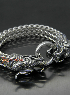 生肖复古霸气风龙头钛钢饰品手环