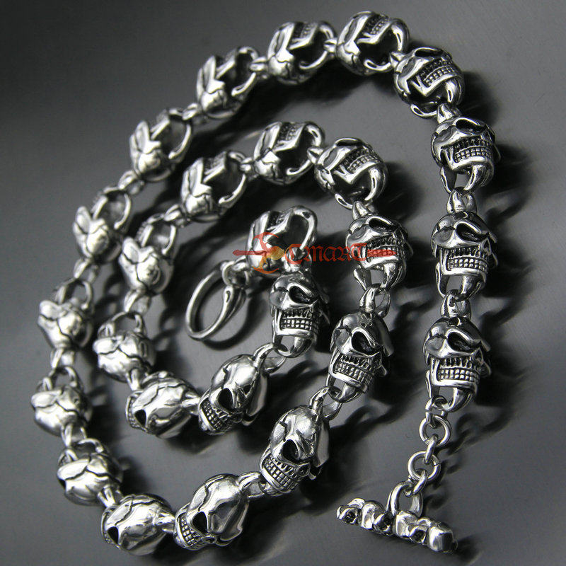 欧美霸气个性摇滚朋克骷髅头男士钛钢粗不锈钢项链鬼头时尚男配饰