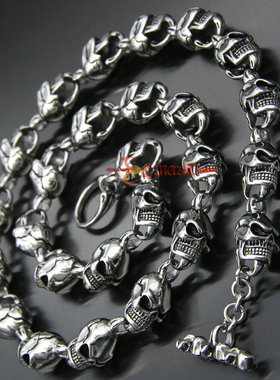 欧美霸气摇滚骷髅头男手链项链