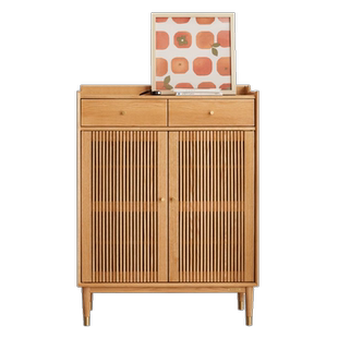 加兰实木鞋柜简约现代家用门口玄关柜阳台北欧新款橡木柜子储物柜