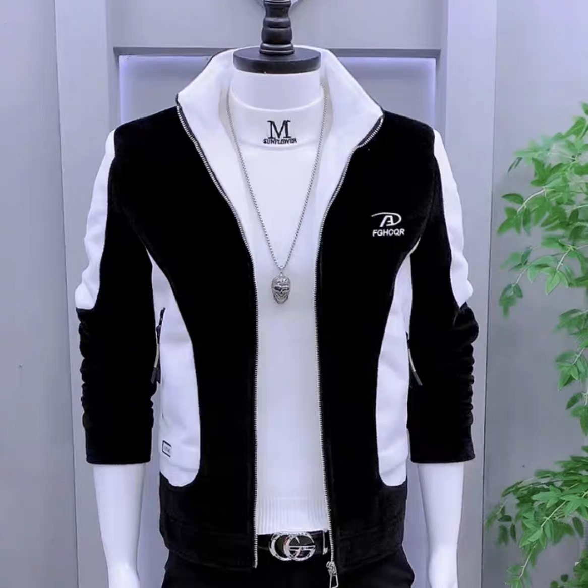 立领男士夹克保暖潮牌痞帅水貂绒