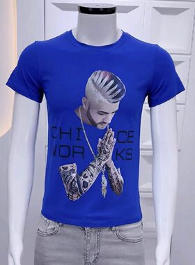 个性网红社会小伙痞帅t恤青年