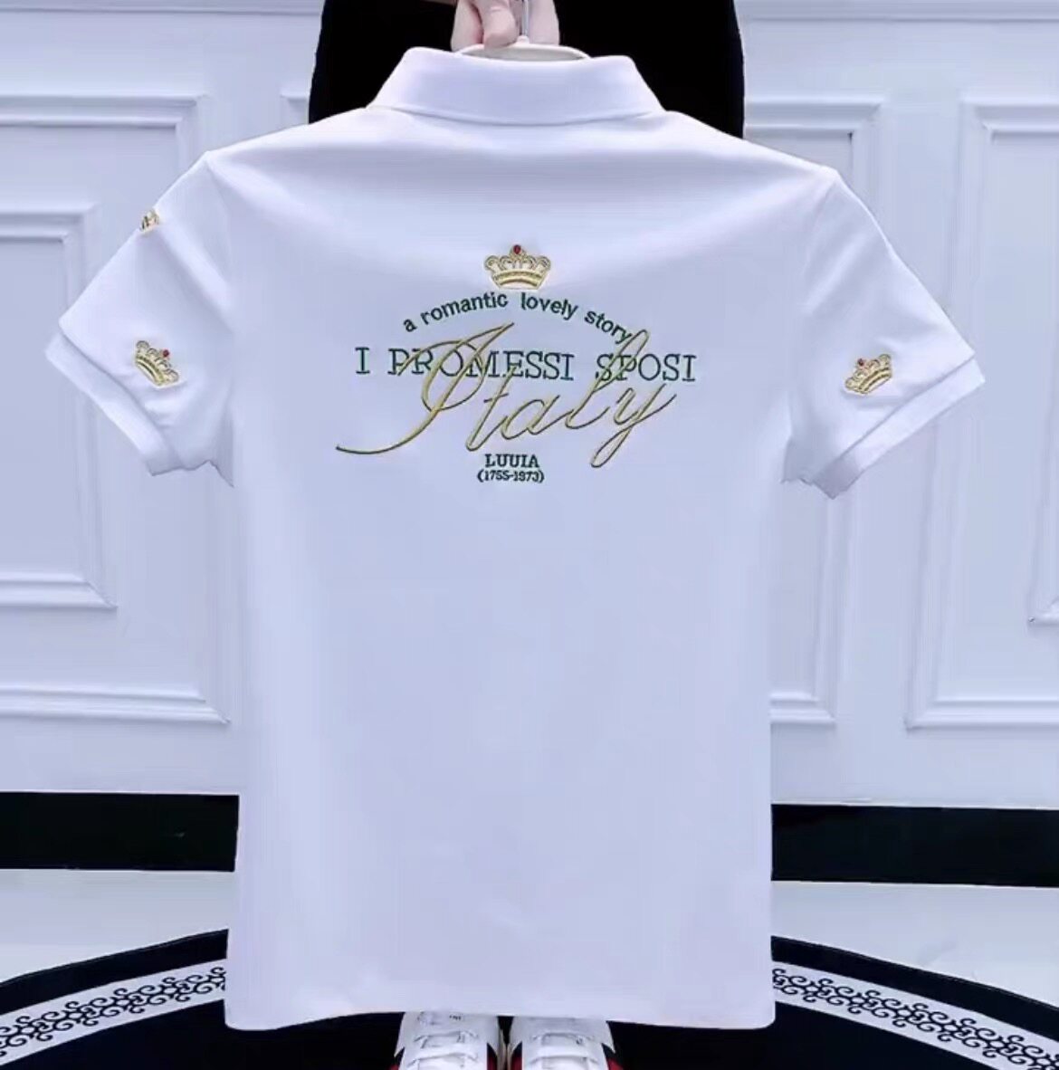 夏季帅气新款polo衫男短袖潮牌韩版修身刺绣皇冠百搭翻领网红t恤