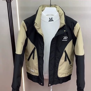 帅气高级感时尚 显瘦拼色棉衣韩版 洋气棉袄 撞色棉服男加厚修身 新款