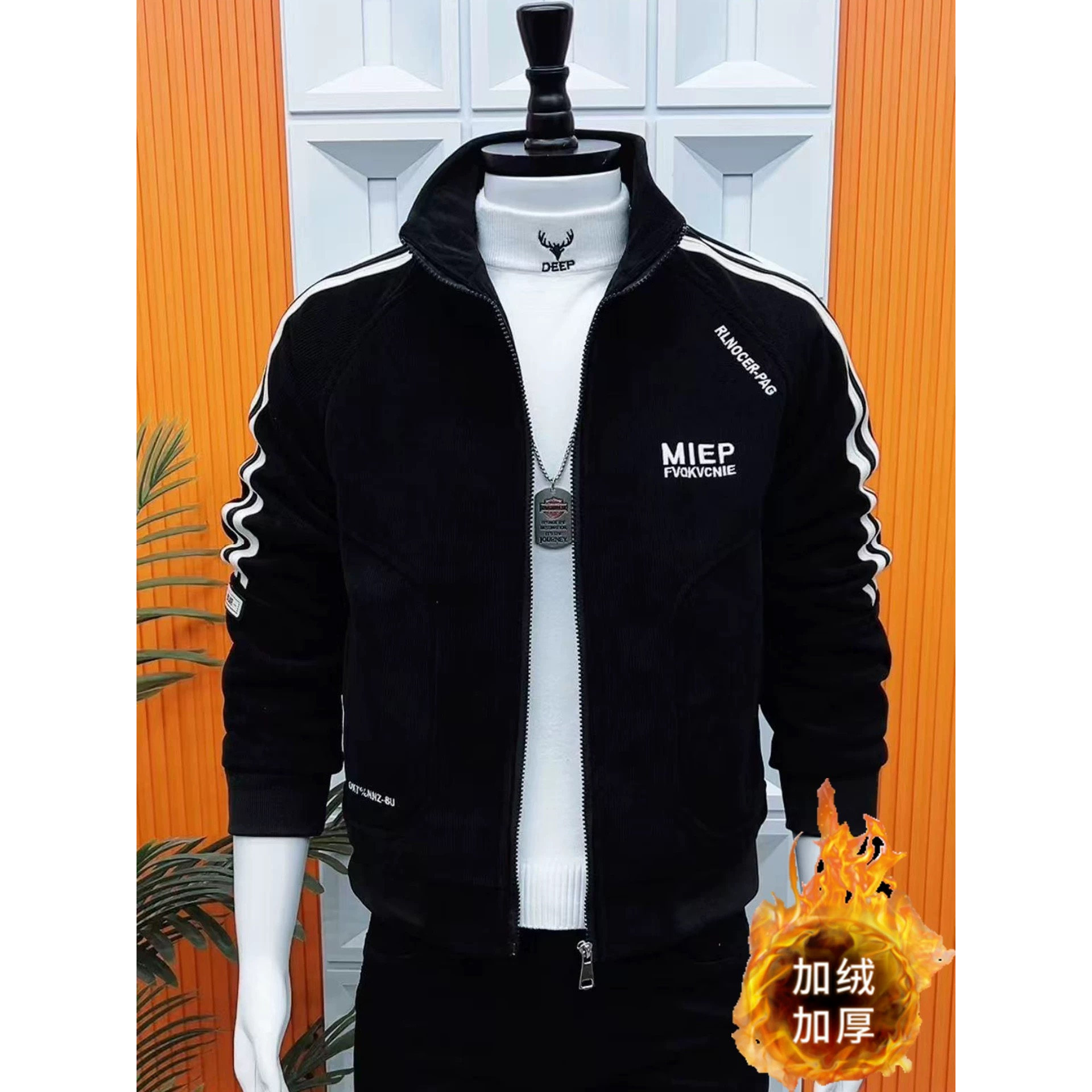 春季新款休闲风立领保暖夹克