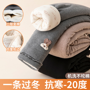 子儿童打底裤 外穿女宝宝三层夹棉加绒东北保暖裤 加厚冬季 女童棉裤