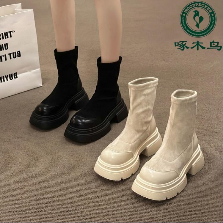 啄木鸟厚底短靴女英伦风马丁靴
