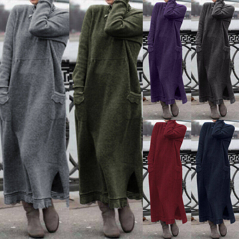 Fleece Hooded Sweatshirt Casual Dress 加绒卫衣连衣裙女式长裙
