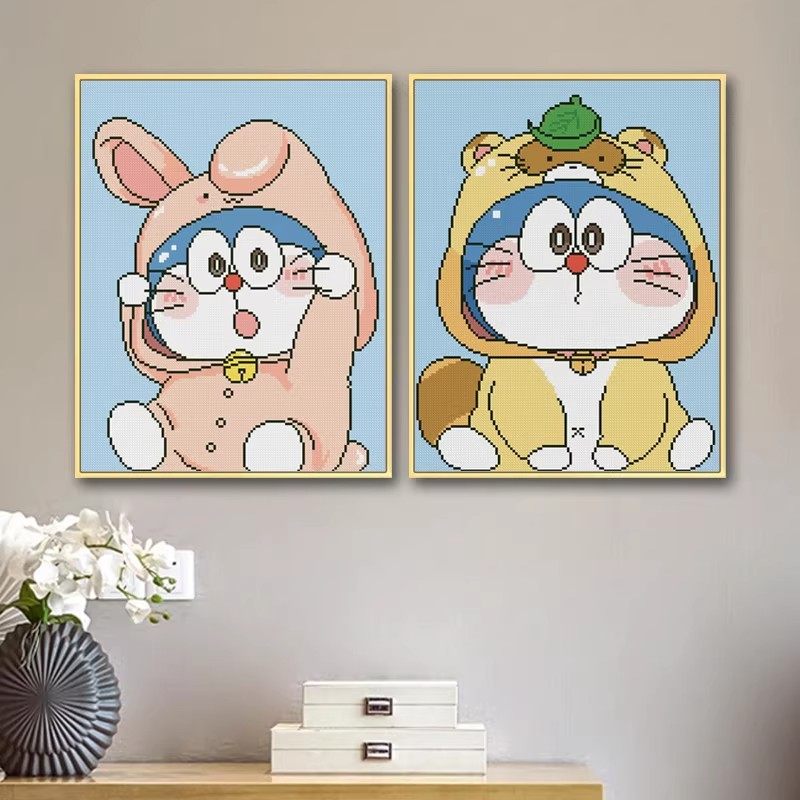 卡通可爱哆啦A梦钻石画手工DIY满钻十字绣卧室装饰情侣钻石绣2026