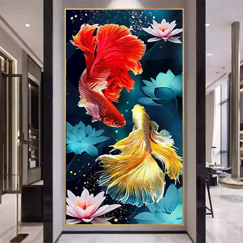招财锦鲤点钻水晶钻石画